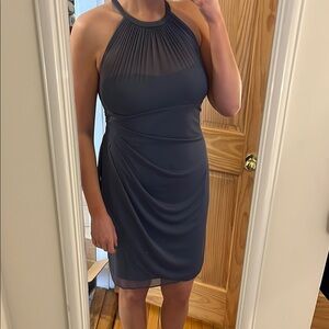 Elegant Gray Halter Dress